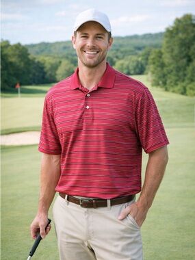 bolle golf- Red Striped Polo Shirt